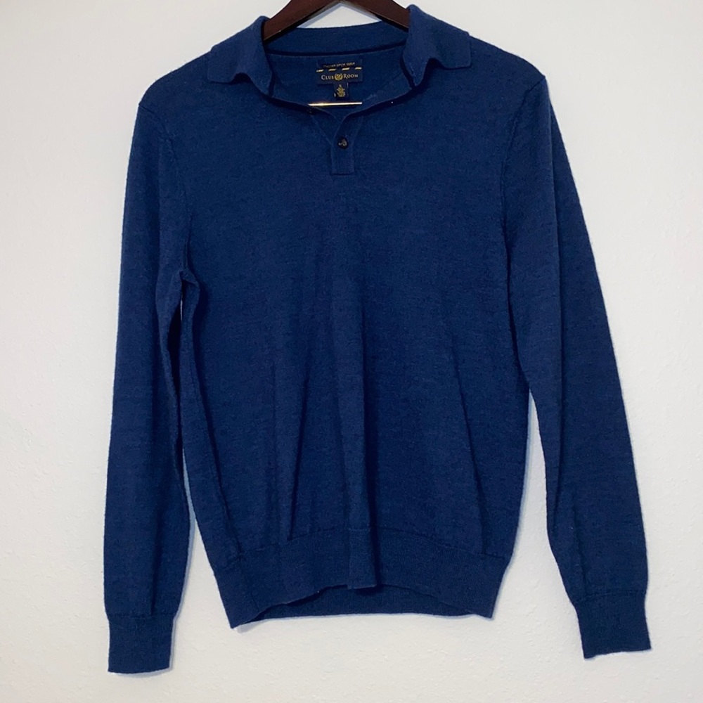 Club Room Blue italian spun yarn sweater